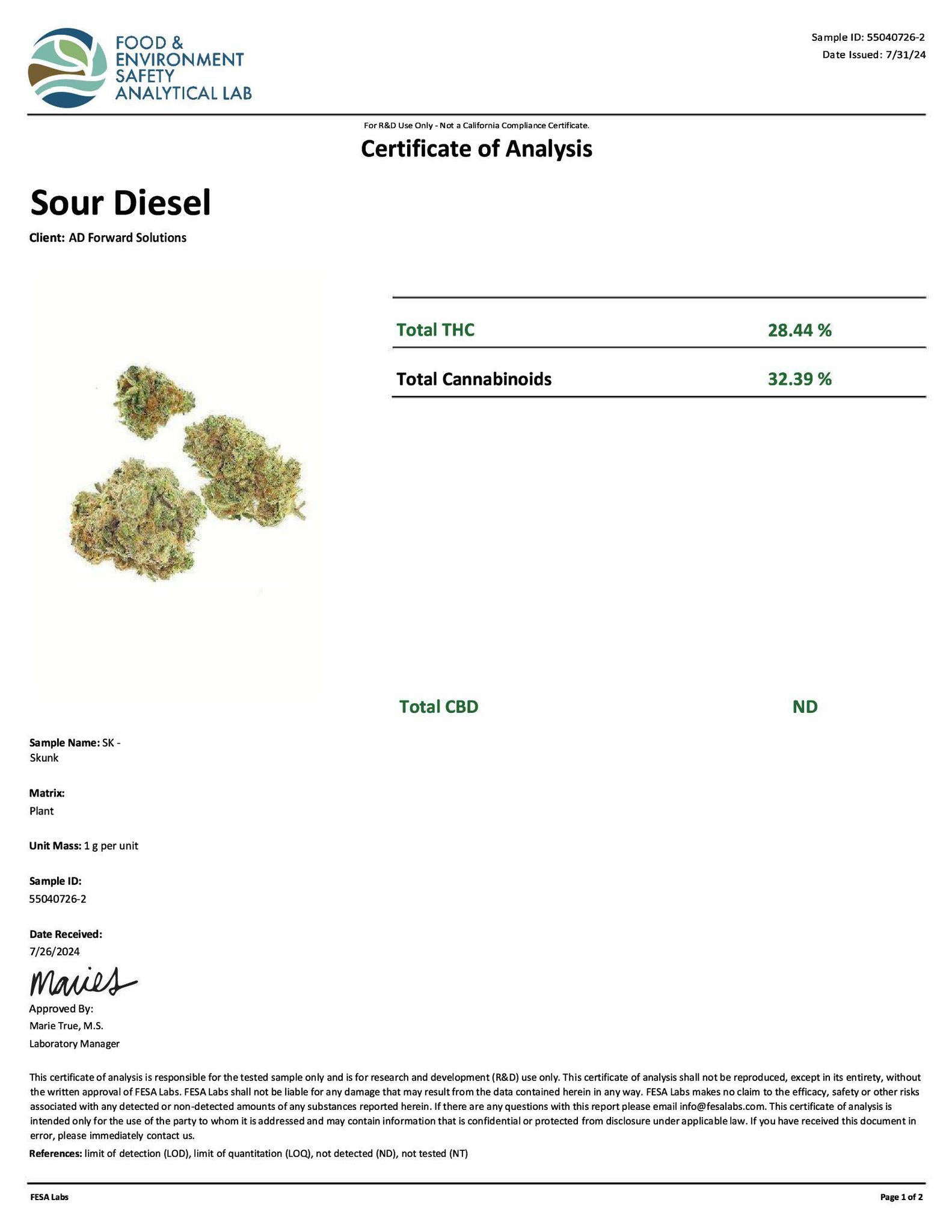 THCA HEMP-DERIVED FLOWER  -  SOUR DIESEL